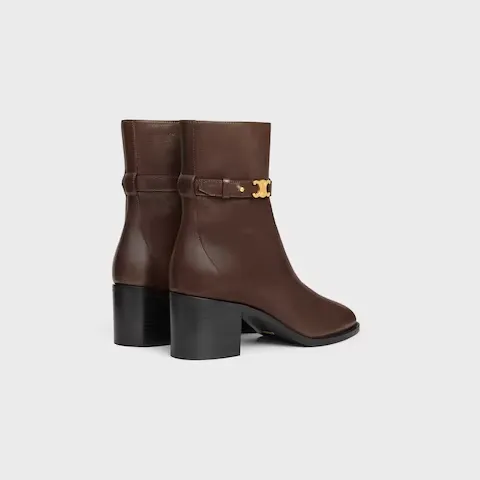 Celine Garance Triomphe Strap Boot In Calfskin