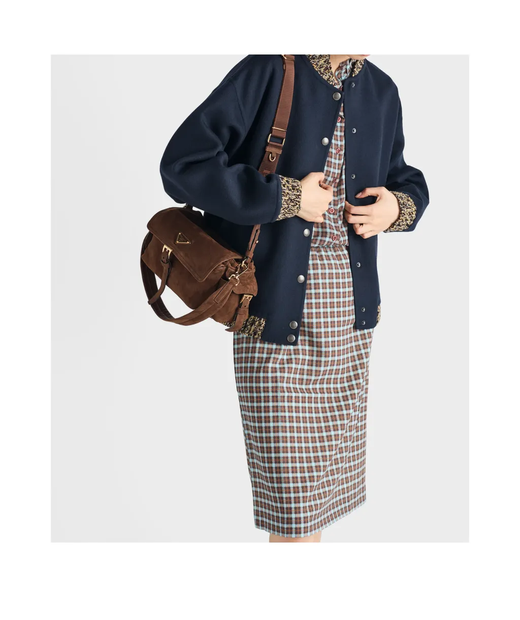 Checked Stretch Georgette Skirt