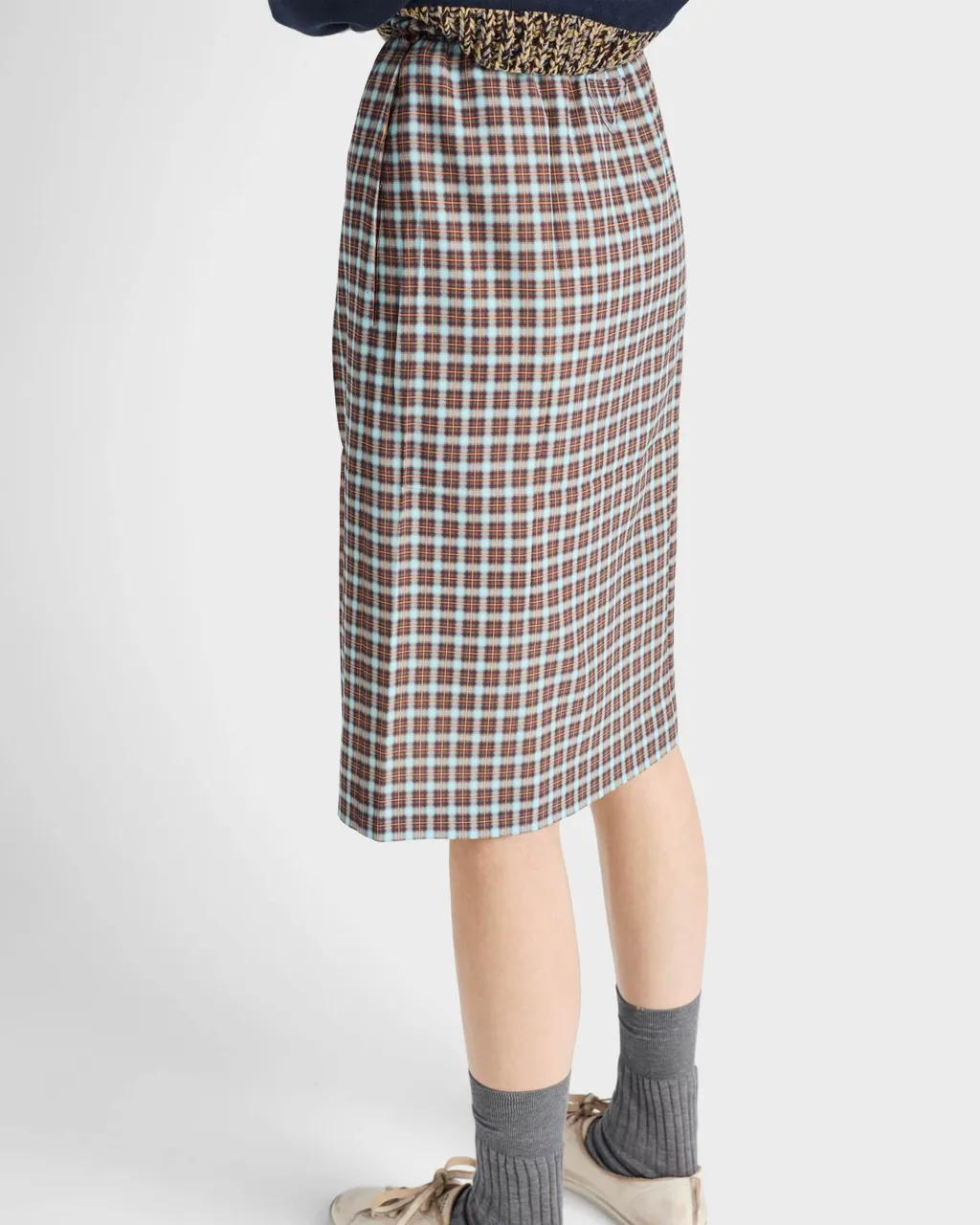 Checked Stretch Georgette Skirt