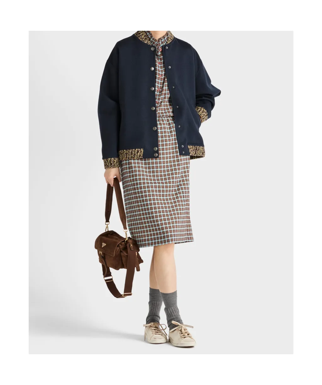 Checked Stretch Georgette Skirt