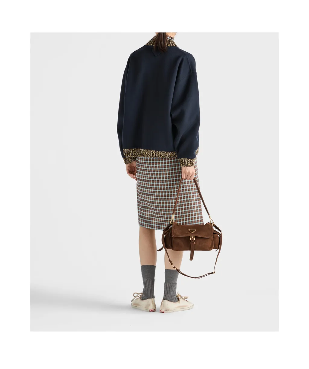 Checked Stretch Georgette Skirt