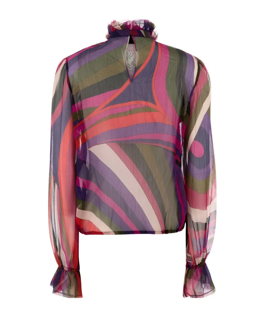Pucci Abstract-Printed Drawstring Hem Blouse