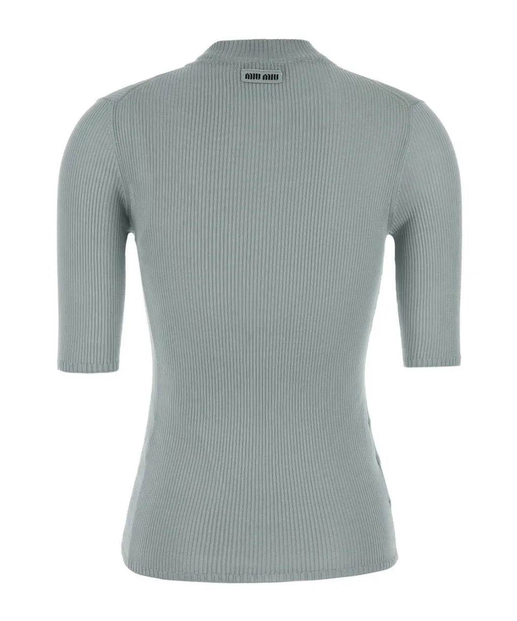 Miu Miu Short-Sleeved Ribbed Jumper