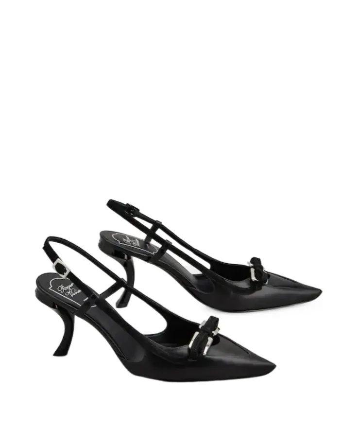 Virgule Slingback Pumps In Leather