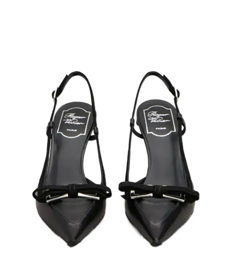 Virgule Slingback Pumps In Leather