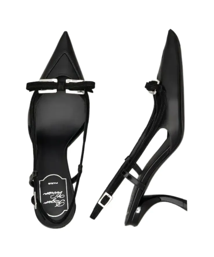 Virgule Slingback Pumps In Leather