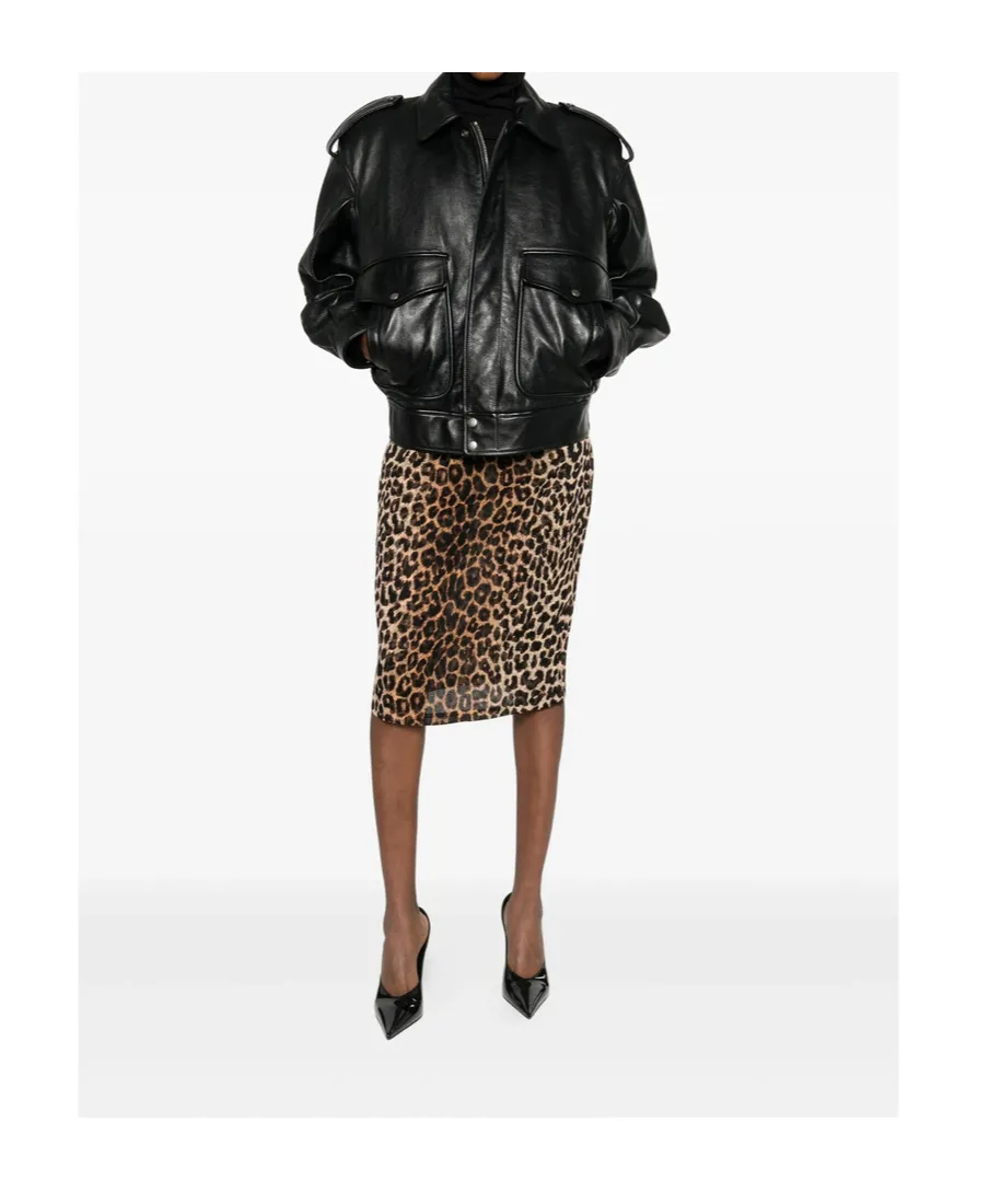 Saint Laurent Animla Printed Midi Skirt