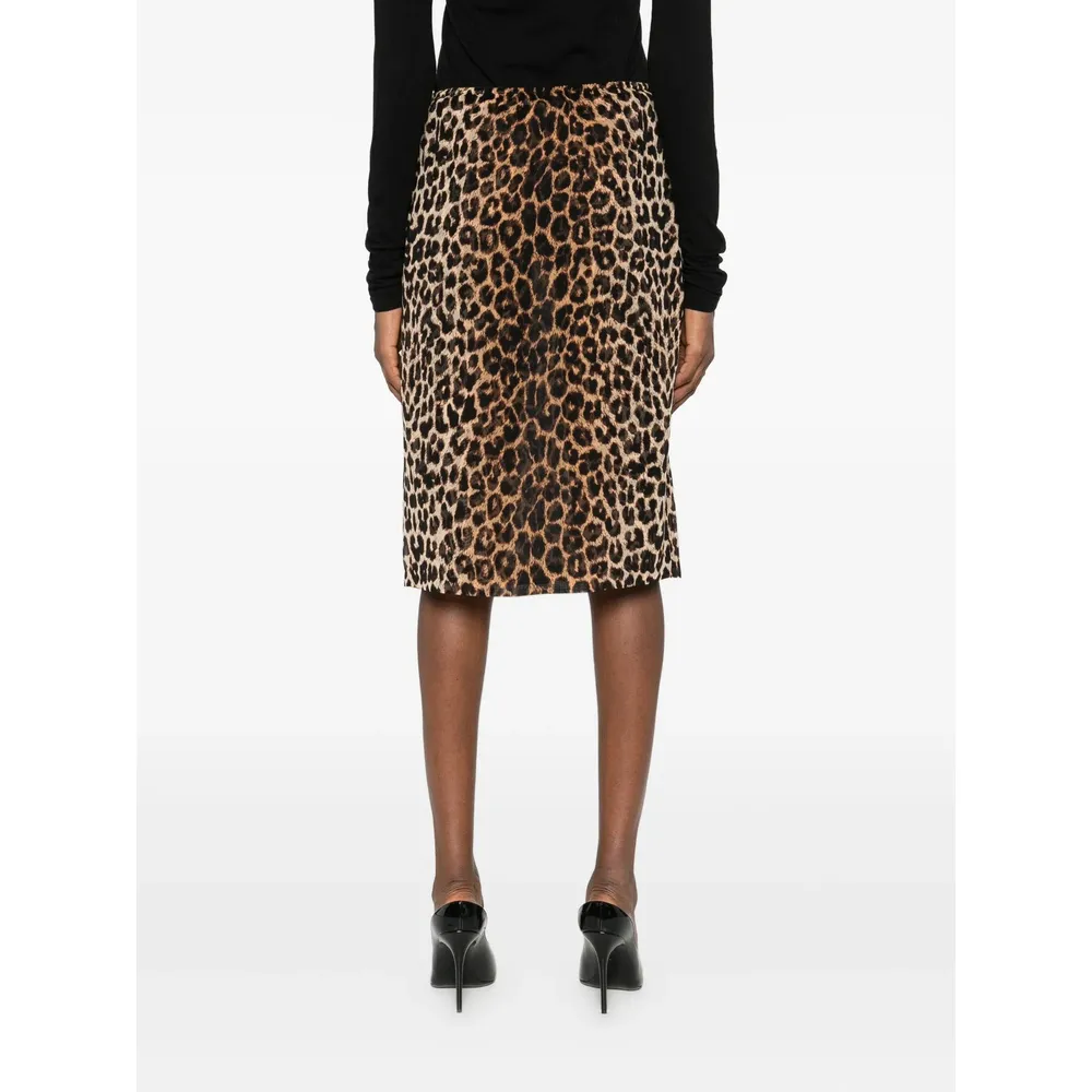 Saint Laurent Animla Printed Midi Skirt