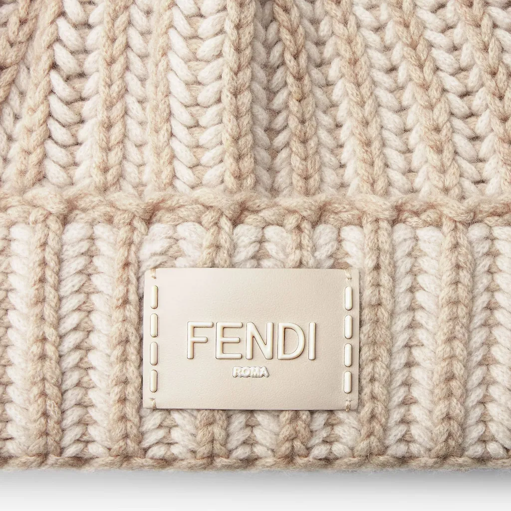 Embroidered Pompom Beanie Hat
