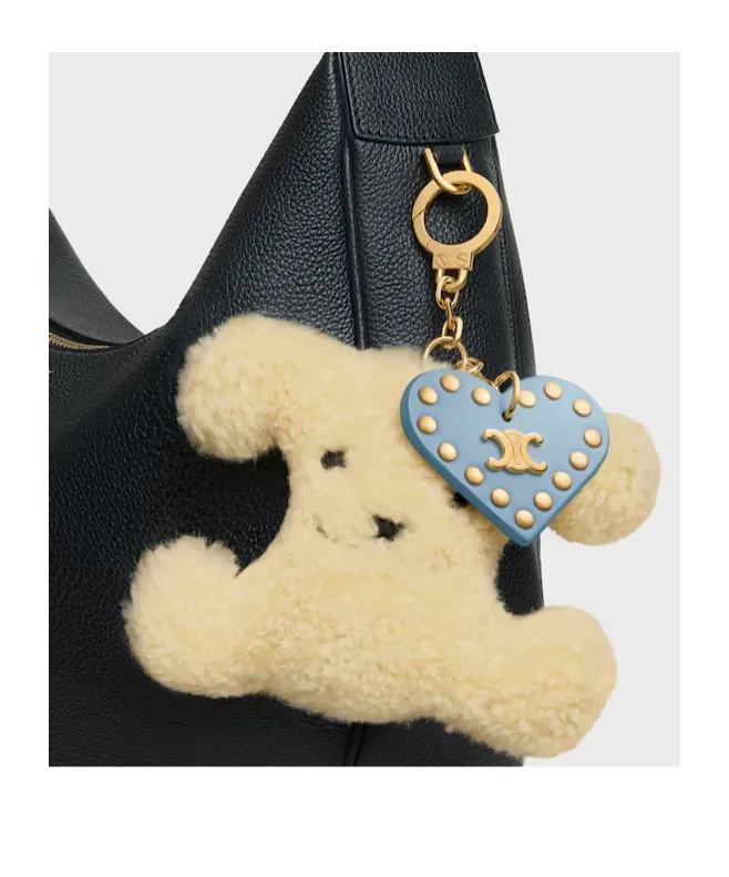 Triomphe Pom-Pom Charm In Shearling And Calfskin