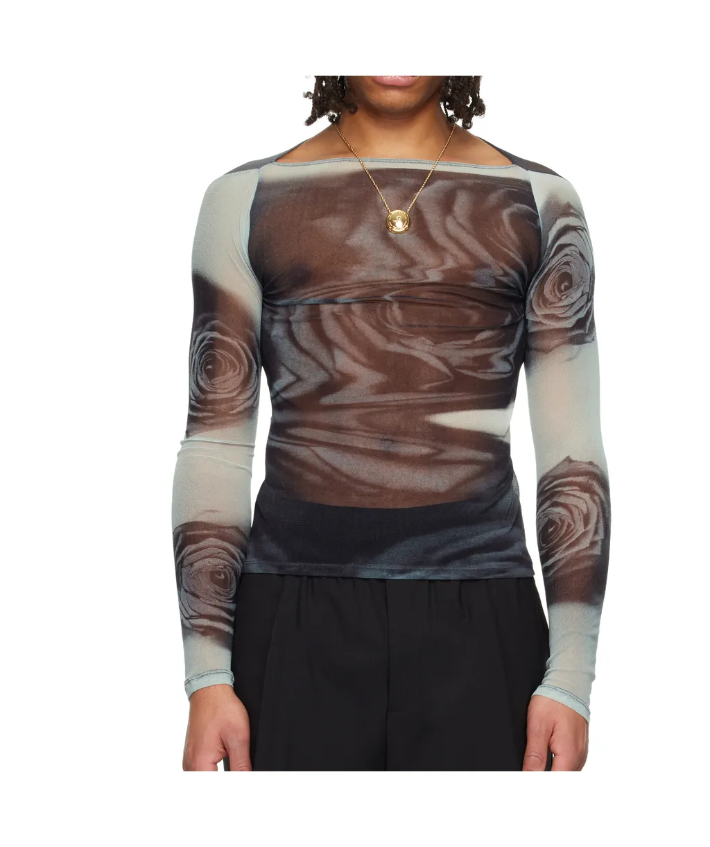 The Gray Blurry Roses' Top