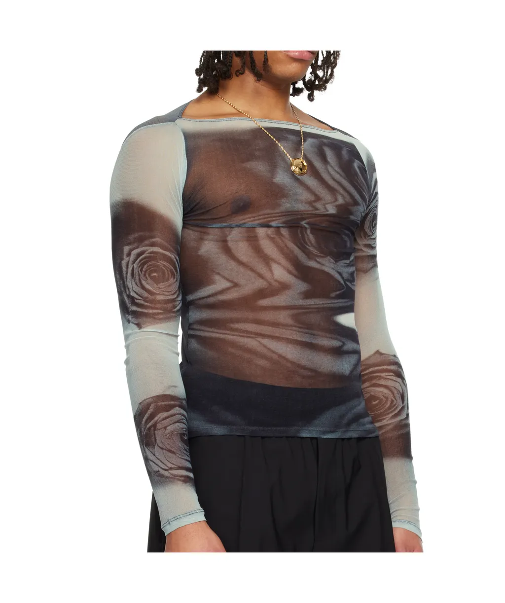 The Gray Blurry Roses' Top