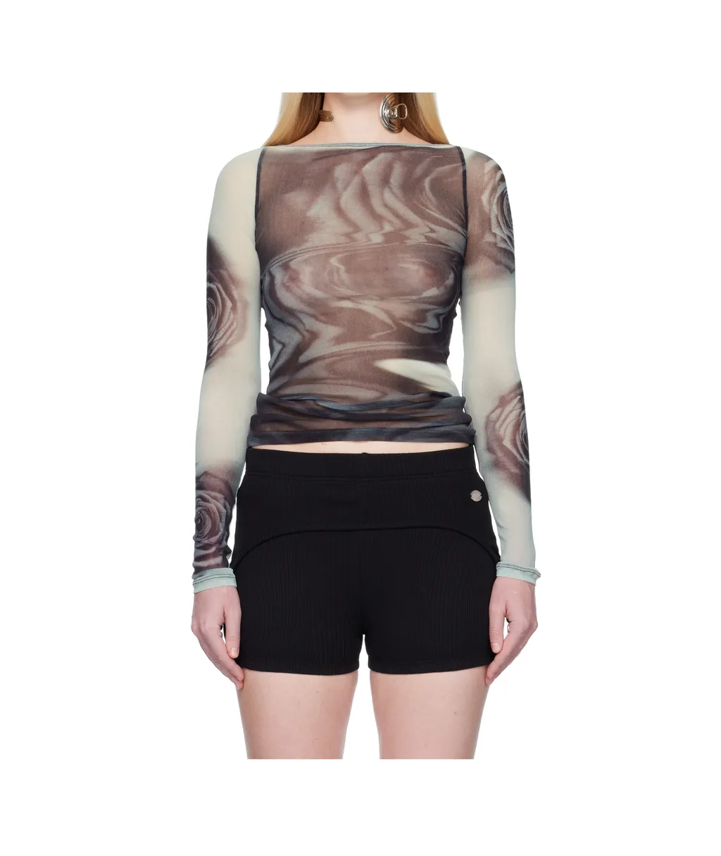 The Gray Blurry Roses' Top