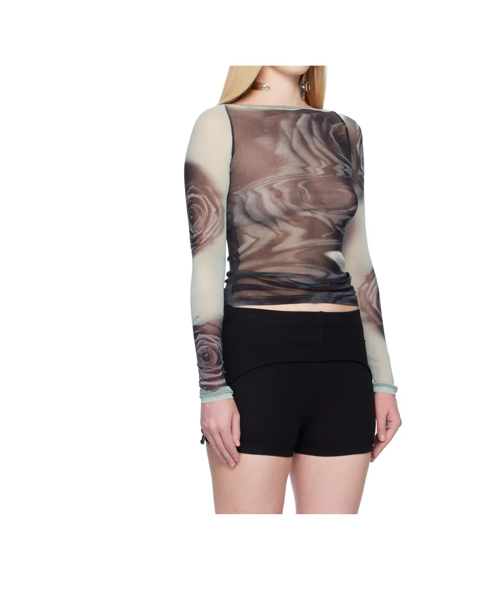 The Gray Blurry Roses' Top