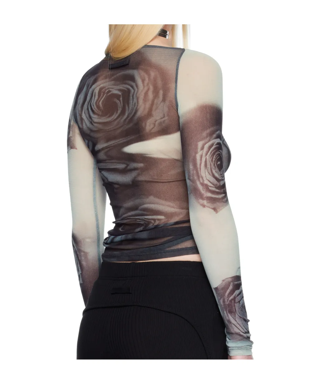 The Gray Blurry Roses' Top