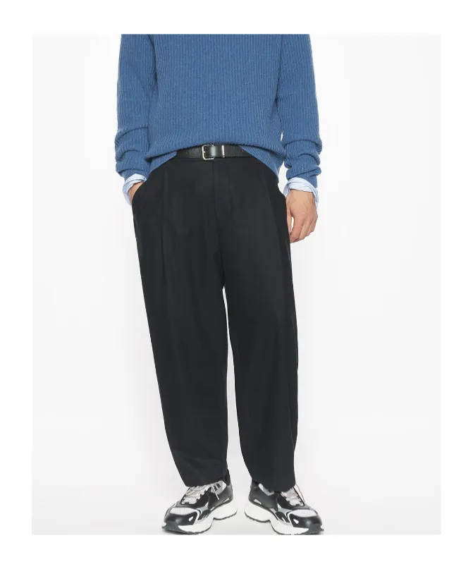 Pleated-Cotton Trousers