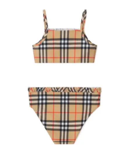 Burberry Kids Ruffe Trim Check Bikini