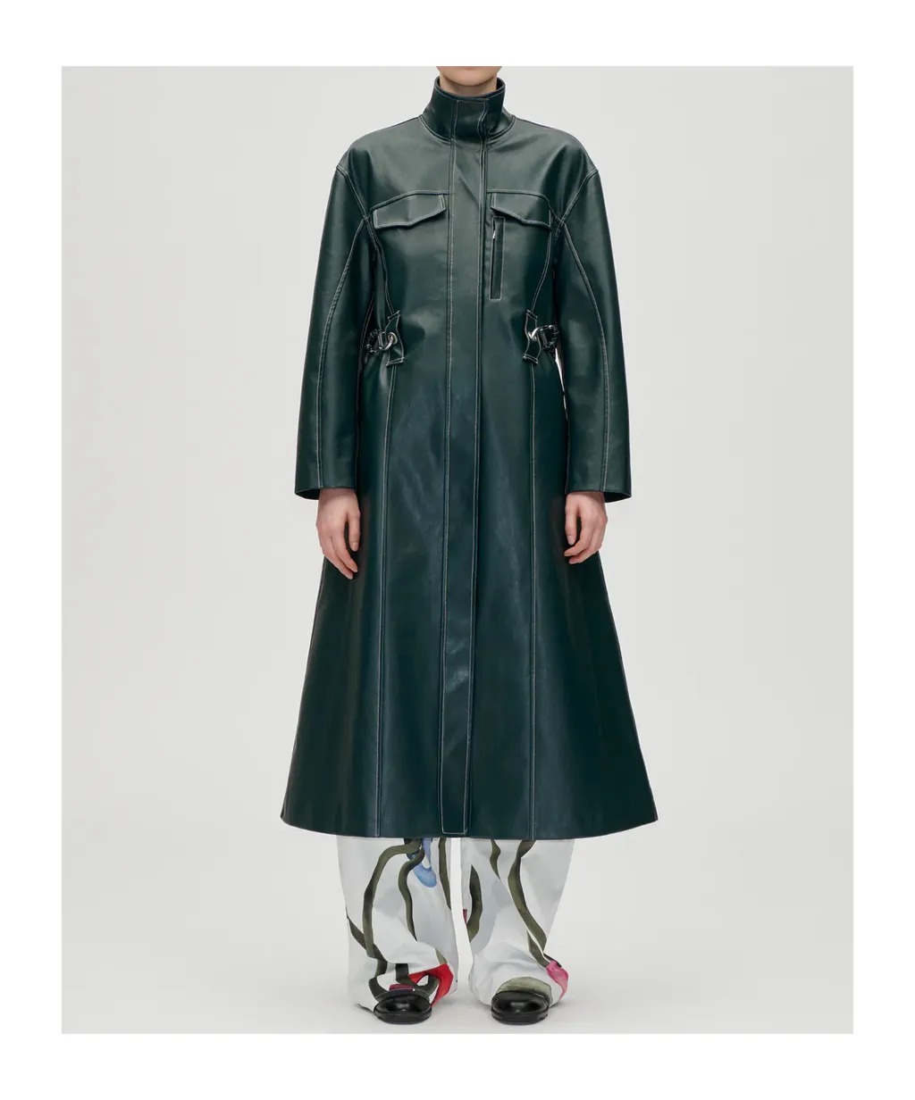 Drop Shoulder High Collar Coat