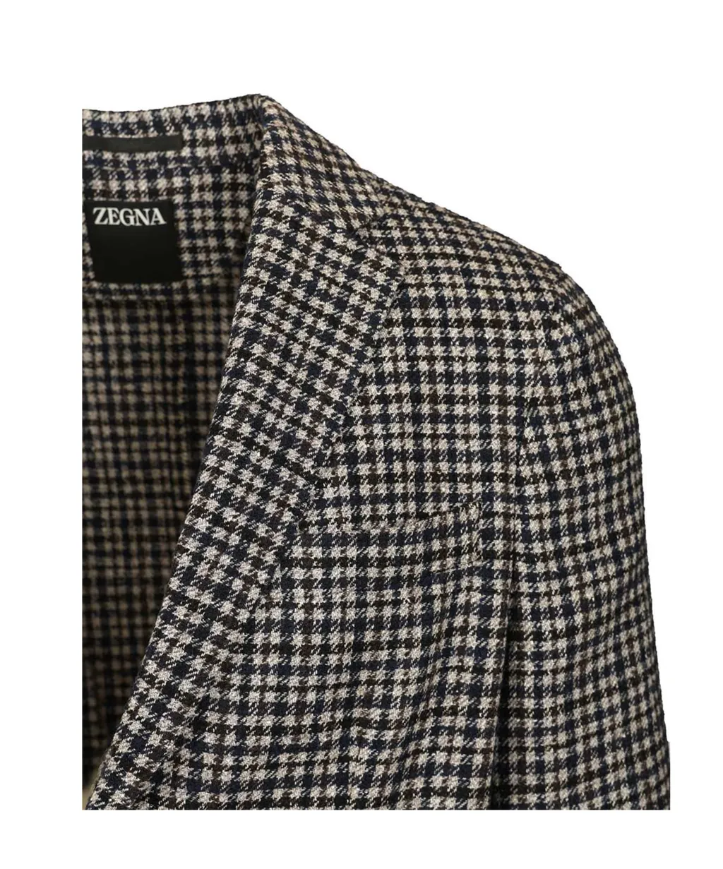 Zegna Checked V-Neck Jacket