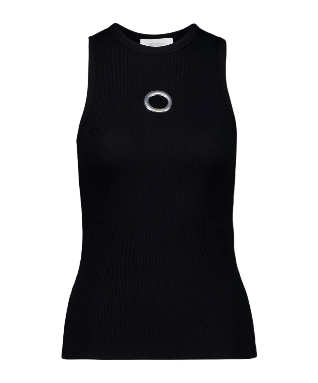 Eyelet-Detail Ribbed Tank Top