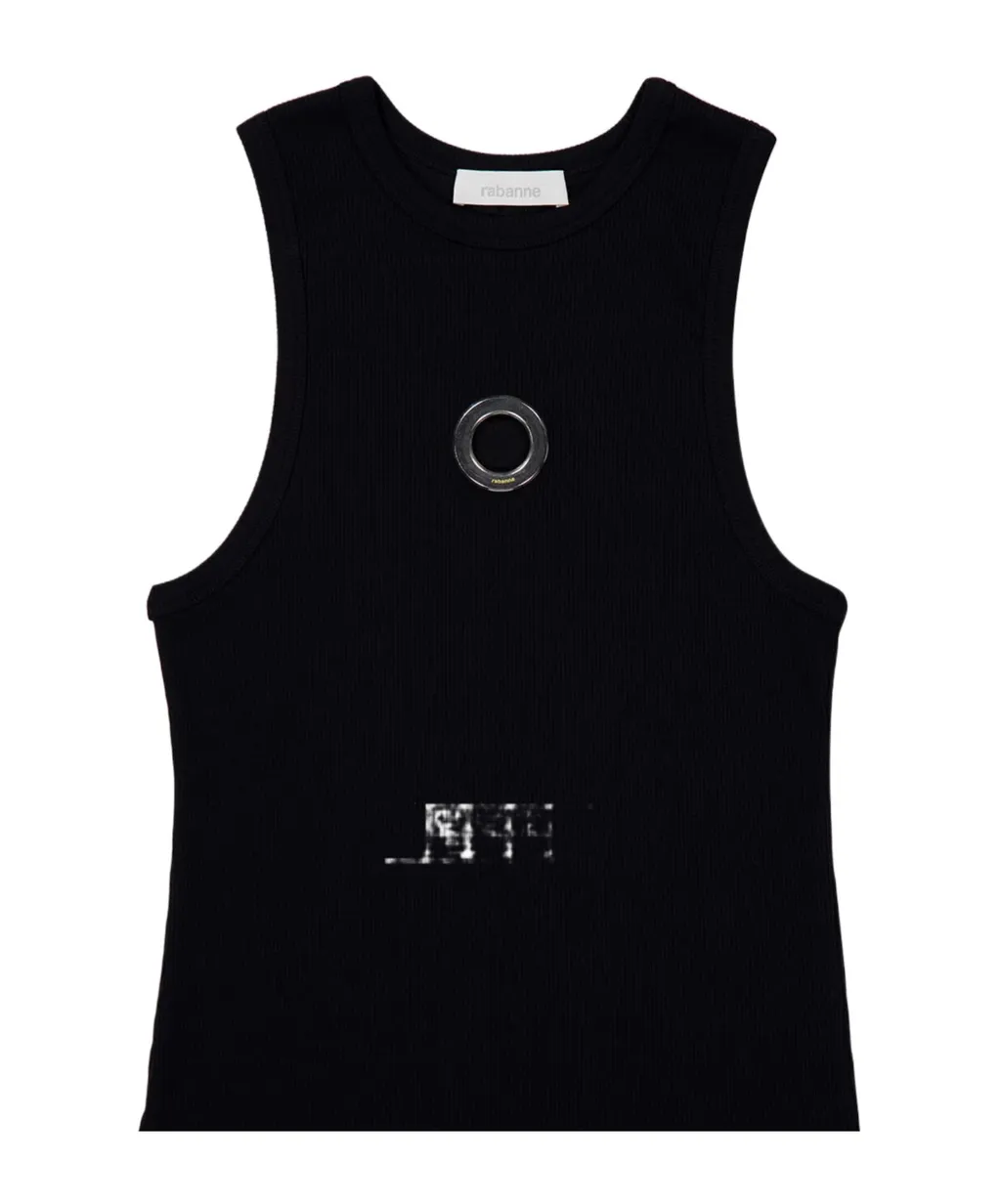 Eyelet-Detail Ribbed Tank Top