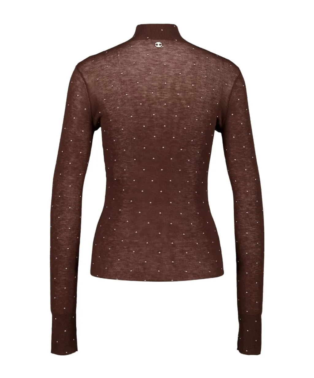 Embellished-Details Turtleneck Top