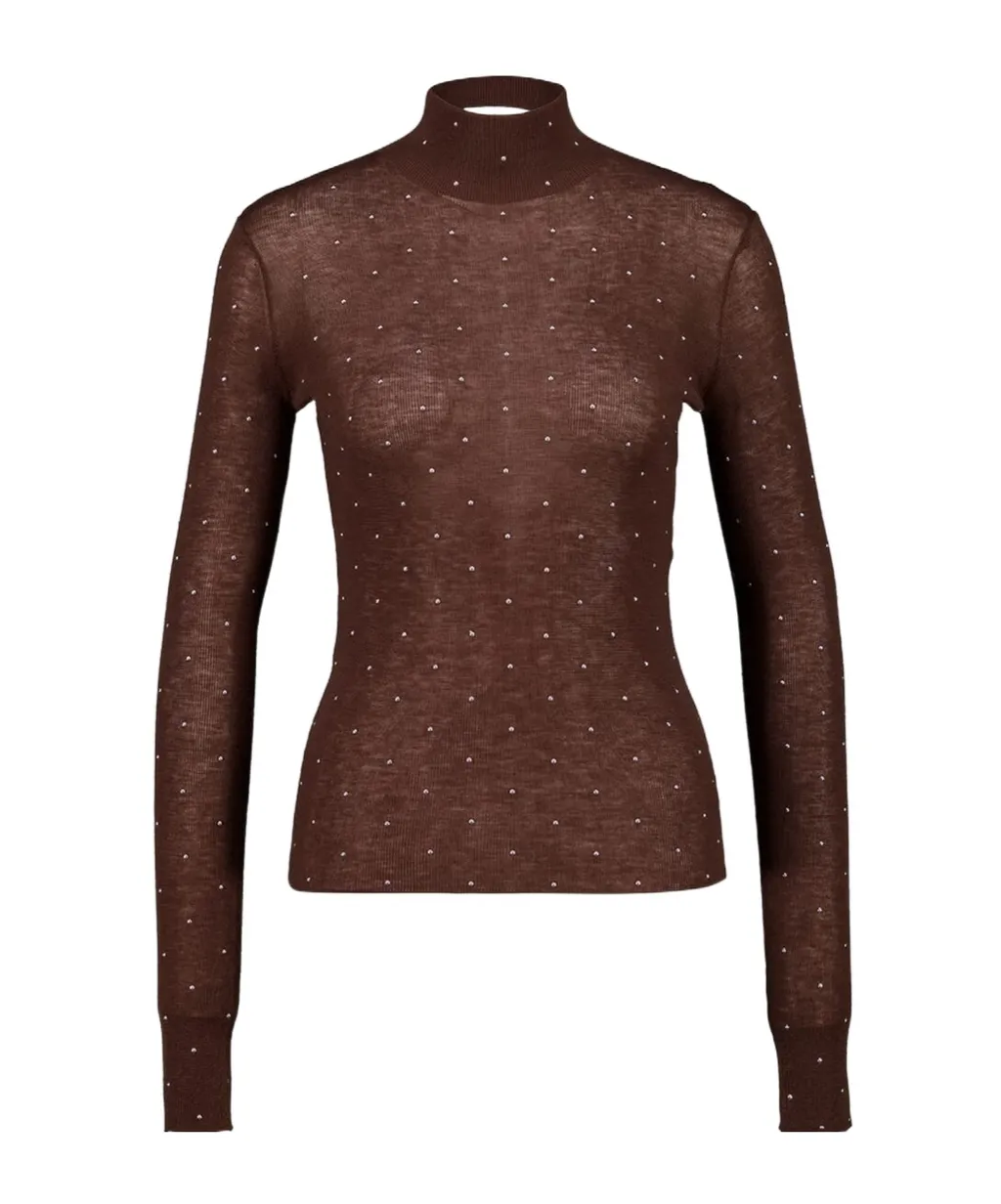 Embellished-Details Turtleneck Top