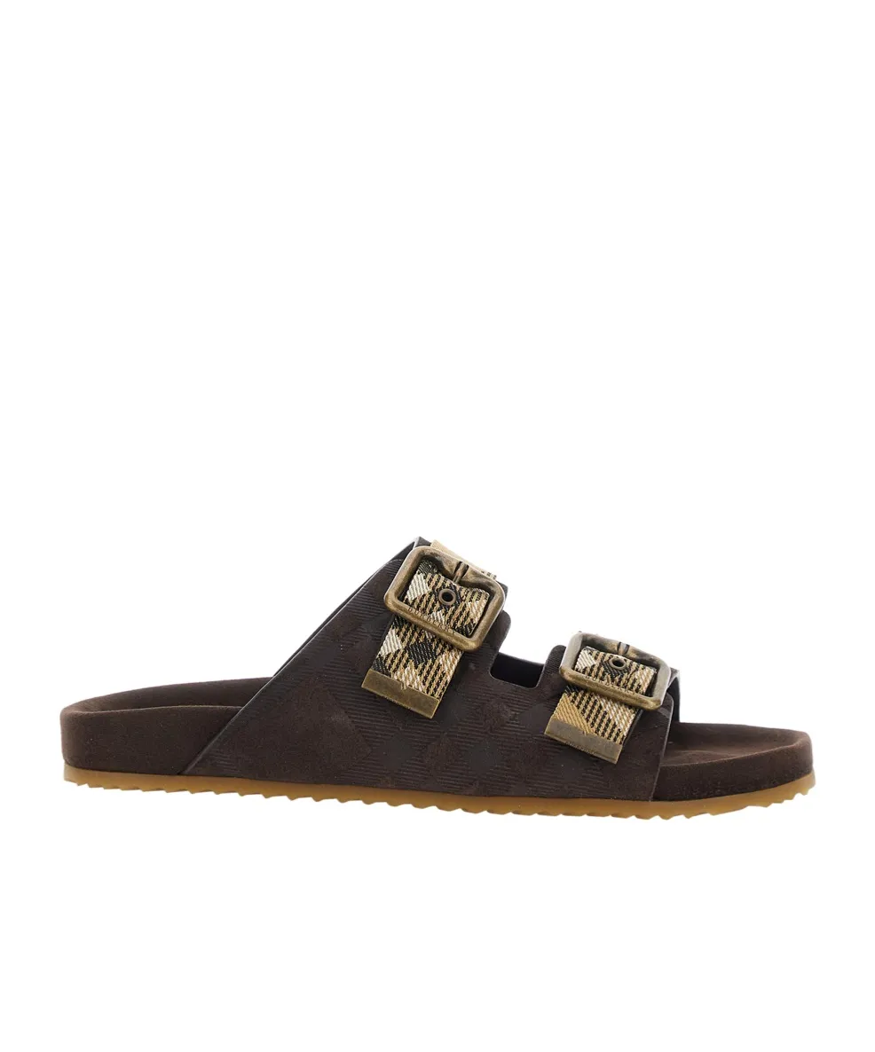 Burberry Double Buckle Checked Sandals