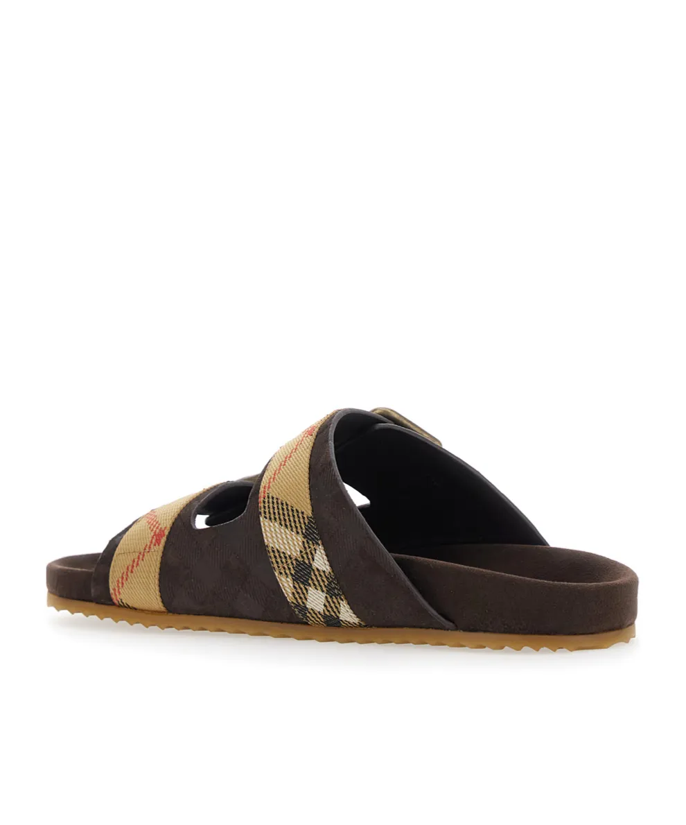 Burberry Double Buckle Checked Sandals