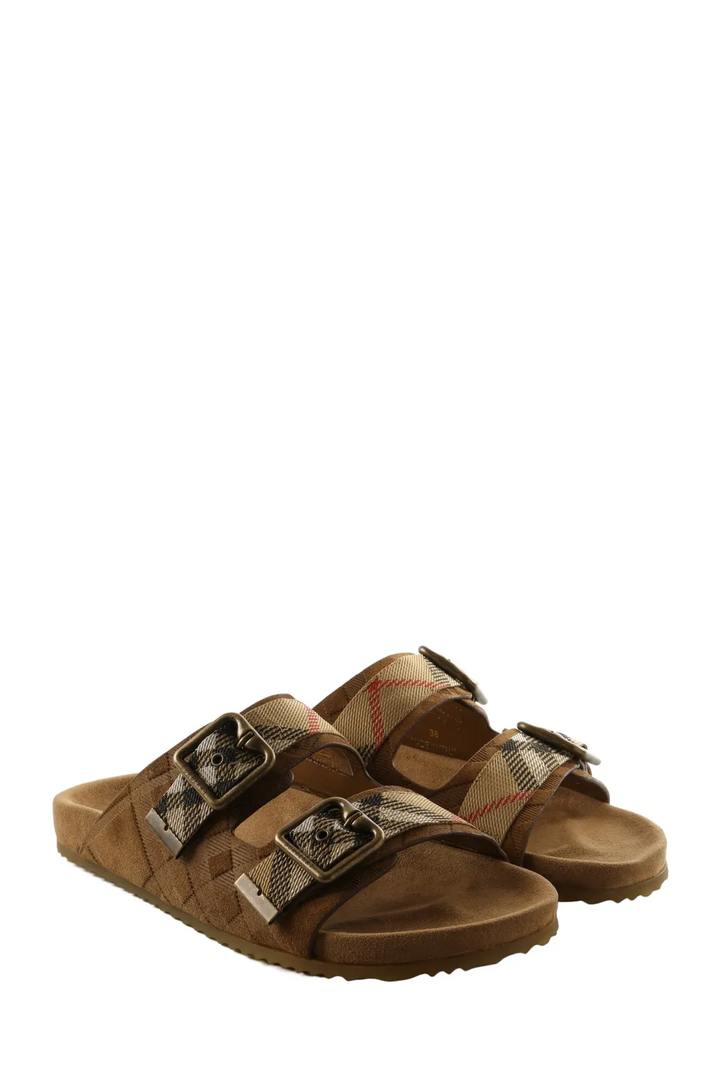 Burberry Checked Double-Buckle Sandals
