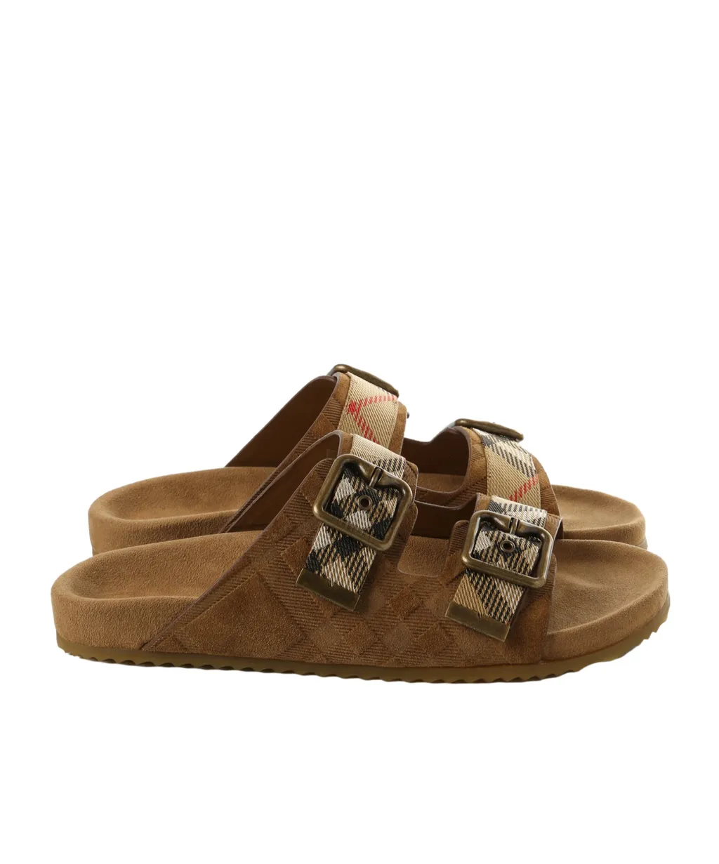 Burberry Checked Double-Buckle Sandals