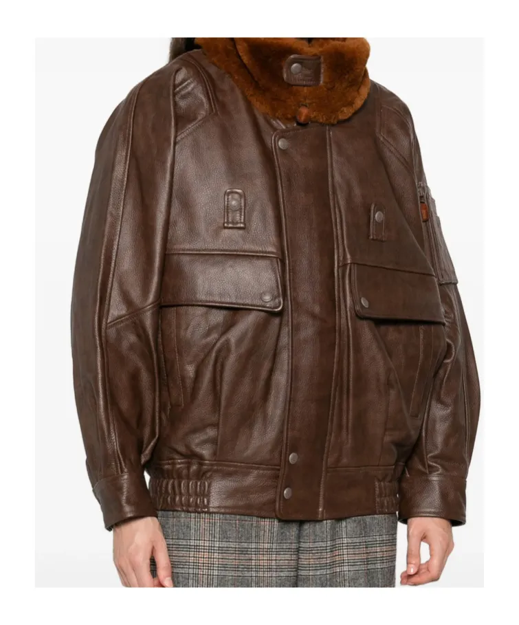 Flap-Pocket Leather Jacket