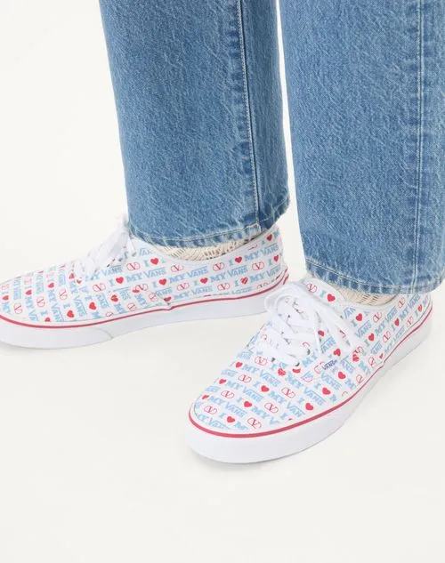 Valentino X Vans Love-Printed Lace-Up Sneakers