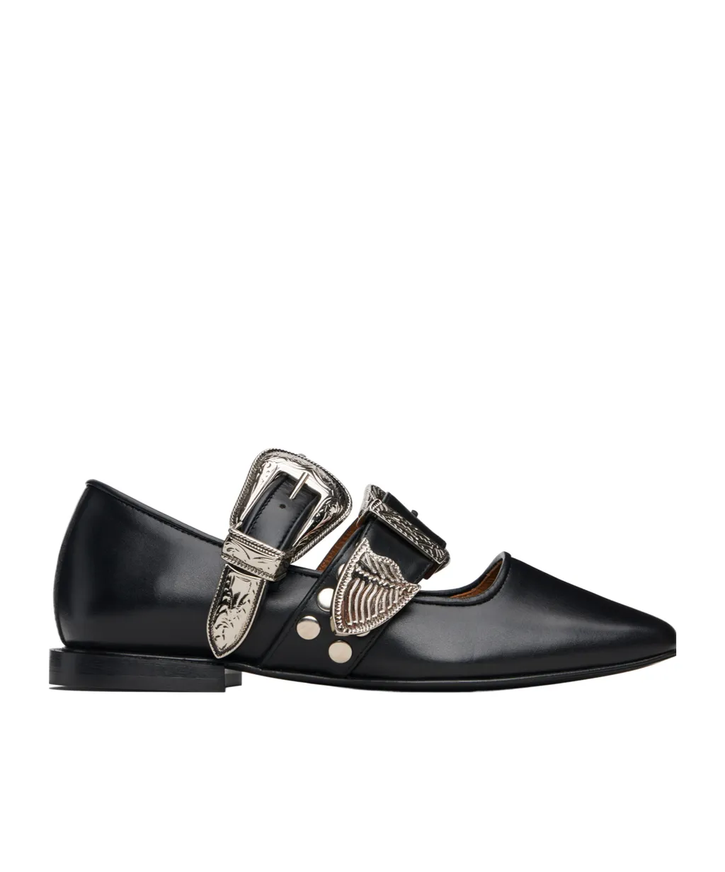 Buckle-Detail Ballet Flats