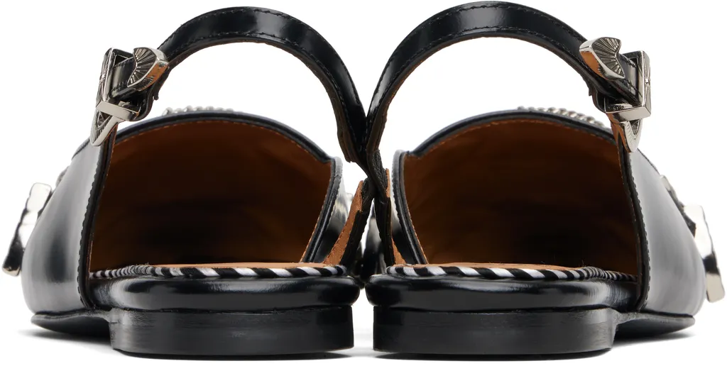 Buckle-Embellished Slingback Mules
