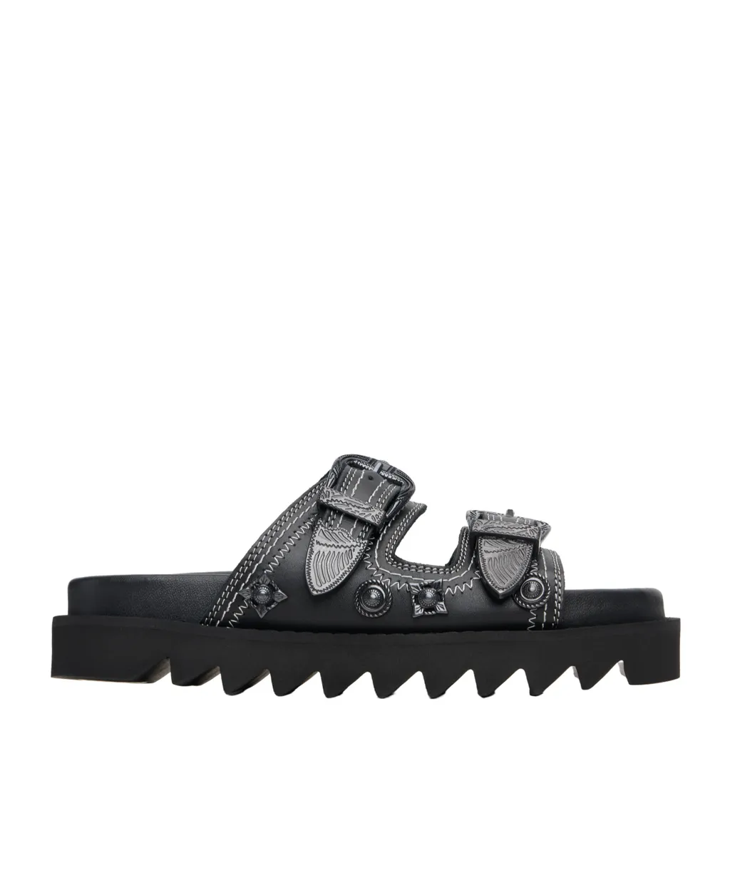 Embellished-Buckle Sandals