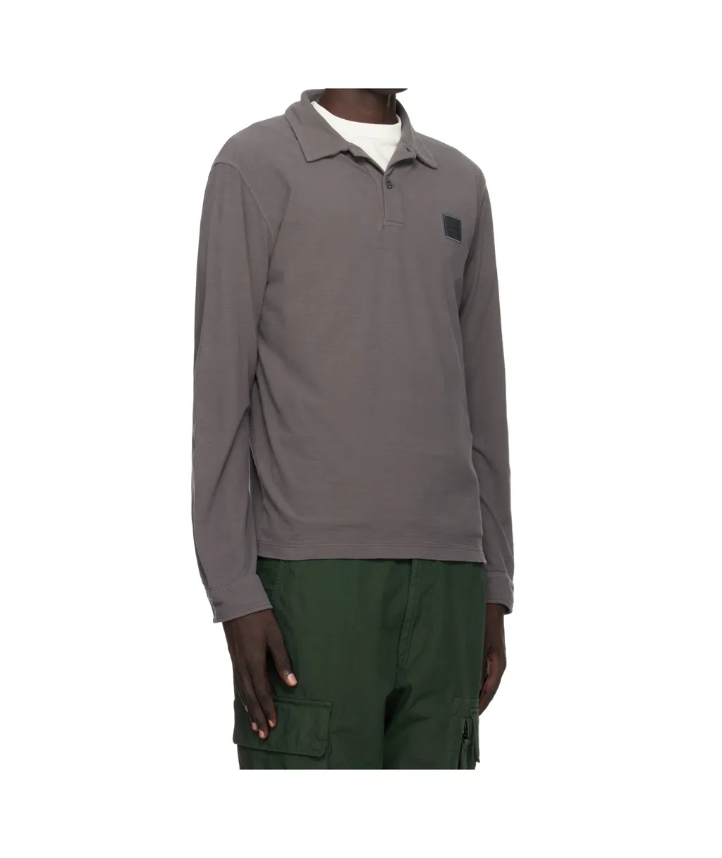 Long-Sleeved Cotton Jersey Polo Shirt