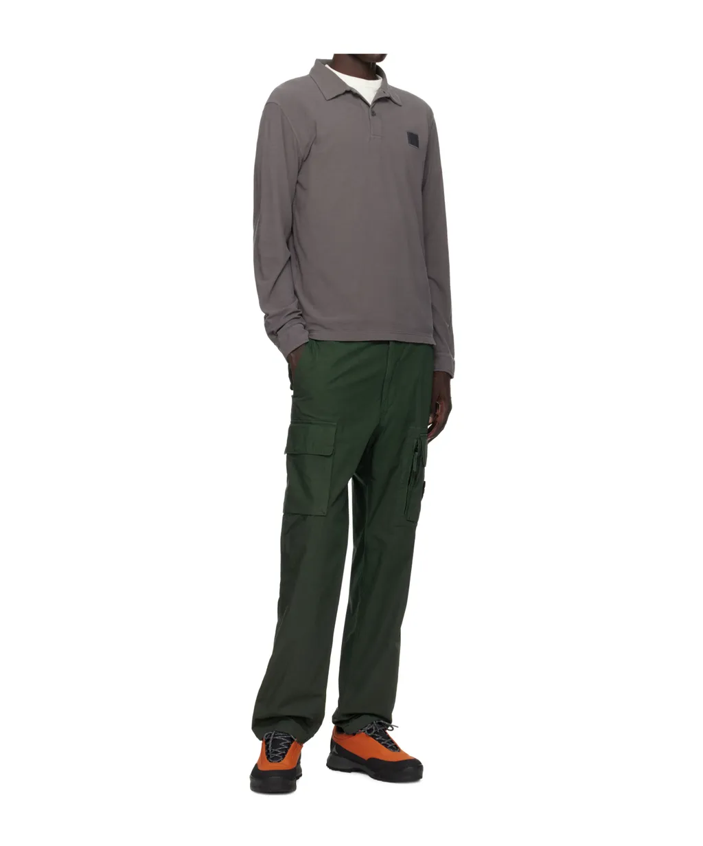 Long-Sleeved Cotton Jersey Polo Shirt