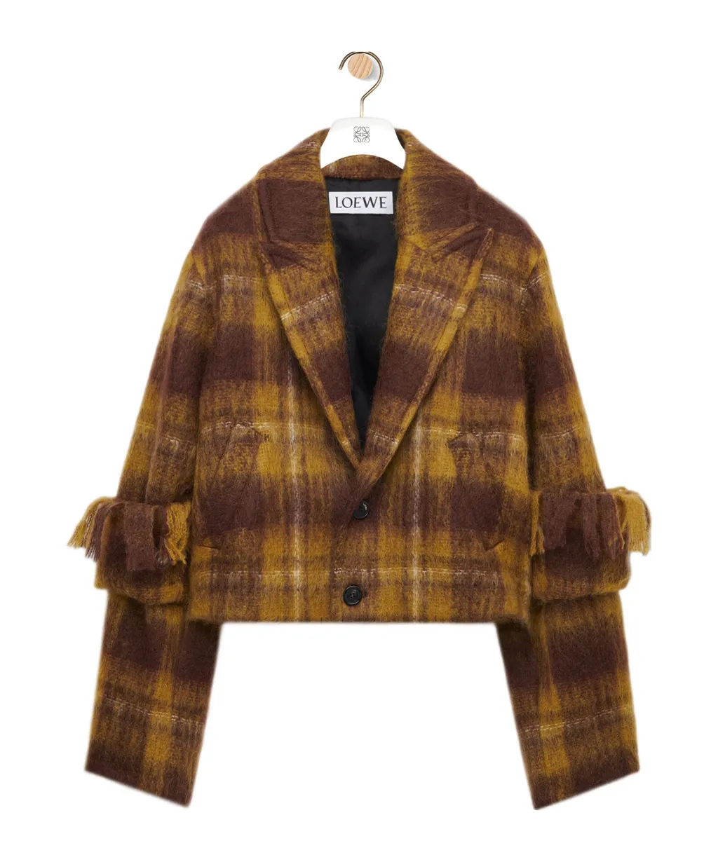 Plaid-Pattern Wool Jacket