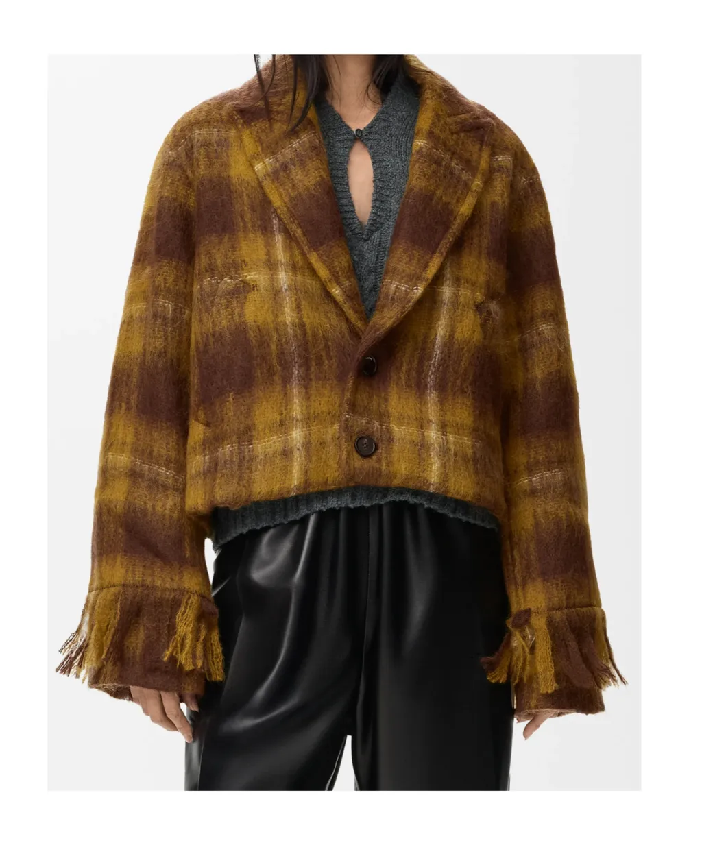Plaid-Pattern Wool Jacket