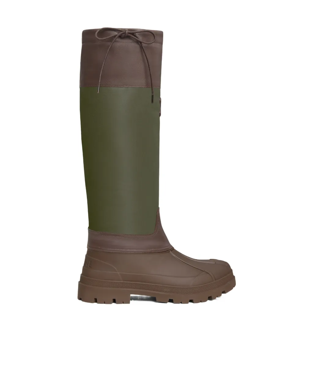 Celine Riley High Boot In Nylon And Calfskin
