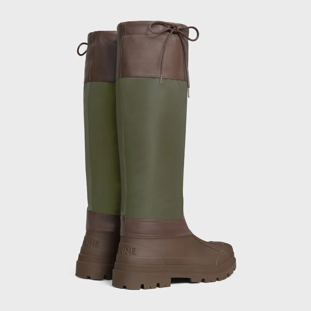 Celine Riley High Boot In Nylon And Calfskin