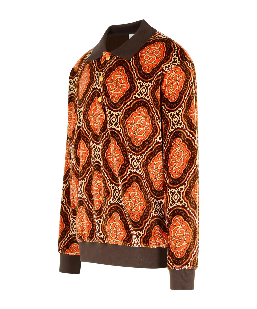 Patterned Velour Polo Shirt