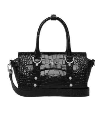 Bettina Orb-Plaque Embossed Satchel