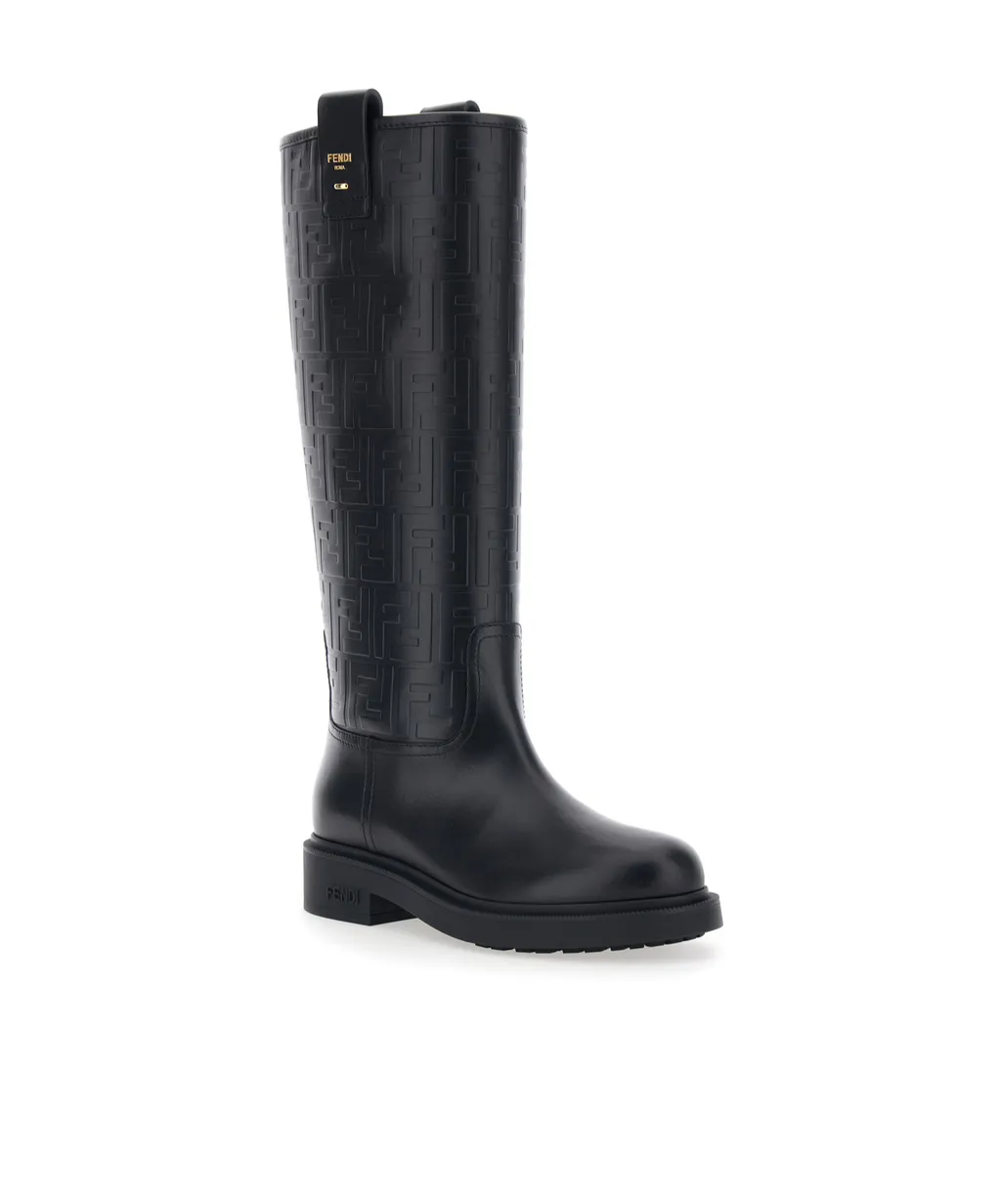 Fendi All-Over Ff Embossed Knee High Boots
