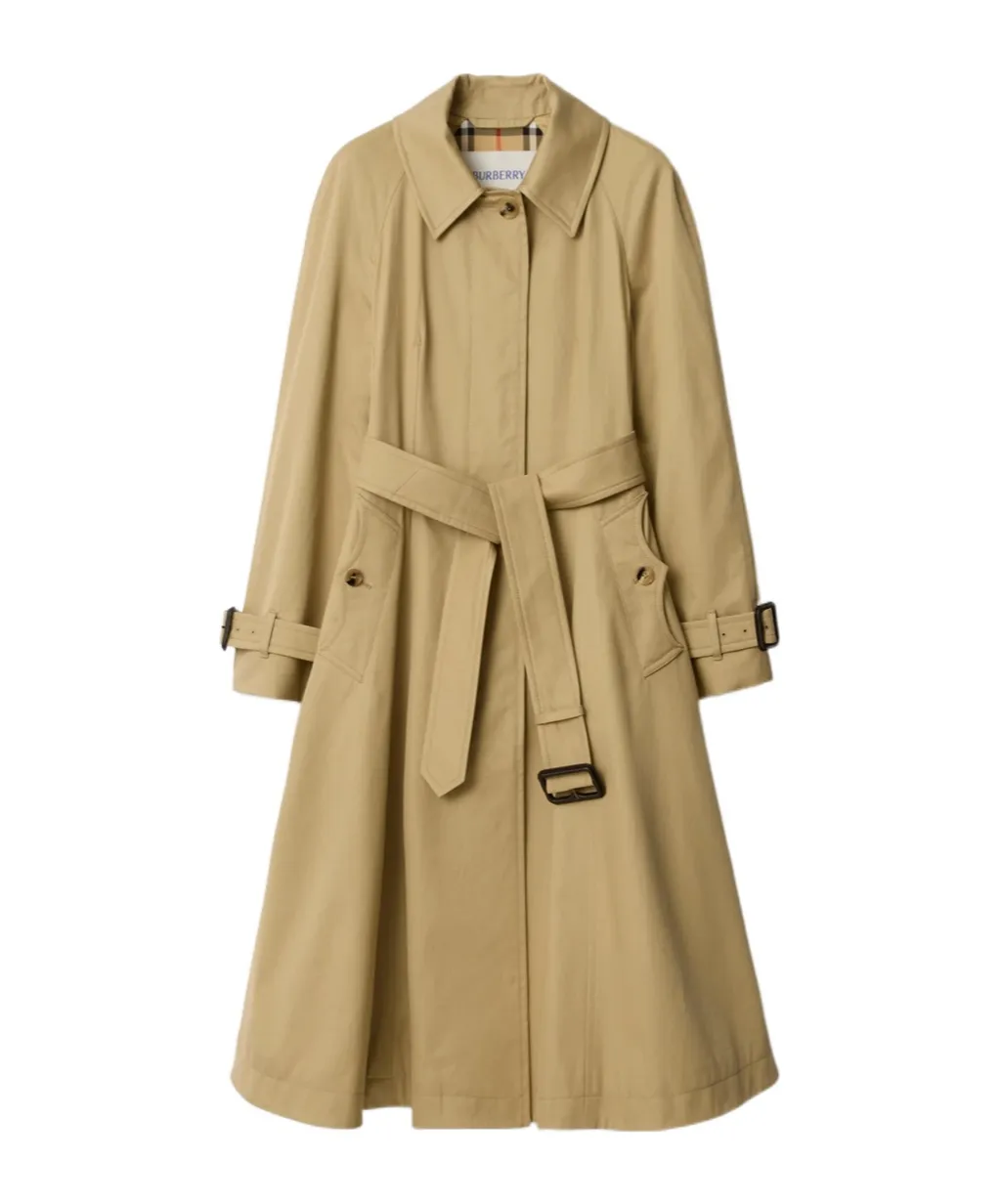 Burberry Long Gabardine Ellingham Fit Flare Car Coat