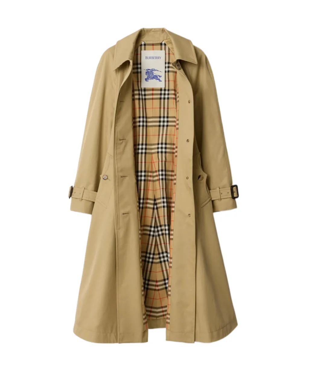 Burberry Long Gabardine Ellingham Fit Flare Car Coat