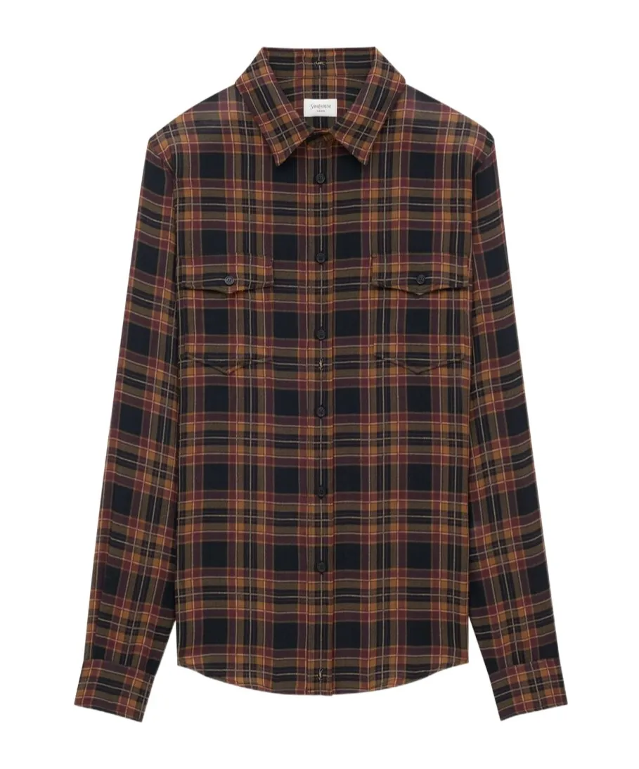 Saint Laurent Cassandre Checked Button-Up Shirt