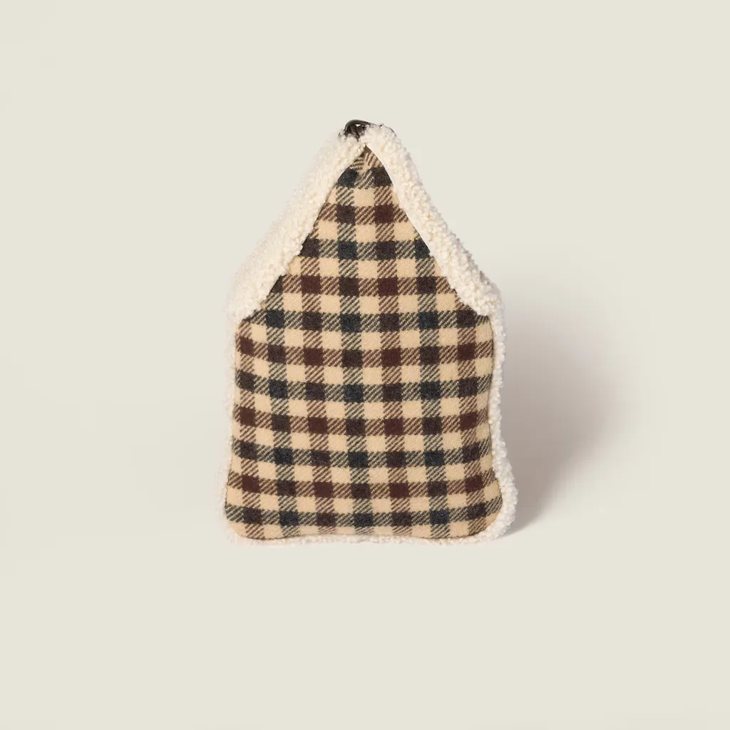 Gingham And Shearling Handbag