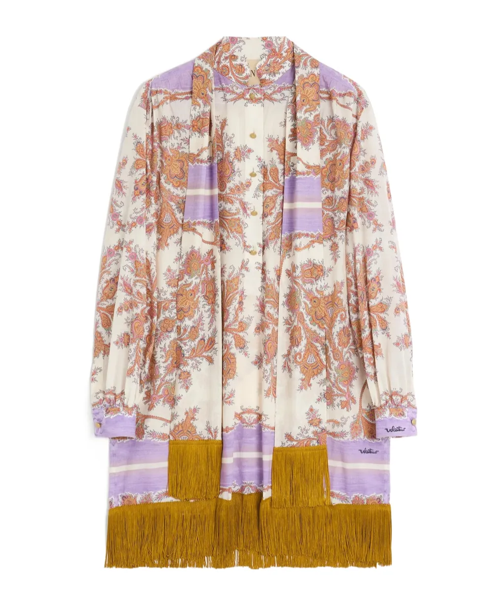 Valentino	Paisley Printed Fringed Edge Mini Dress